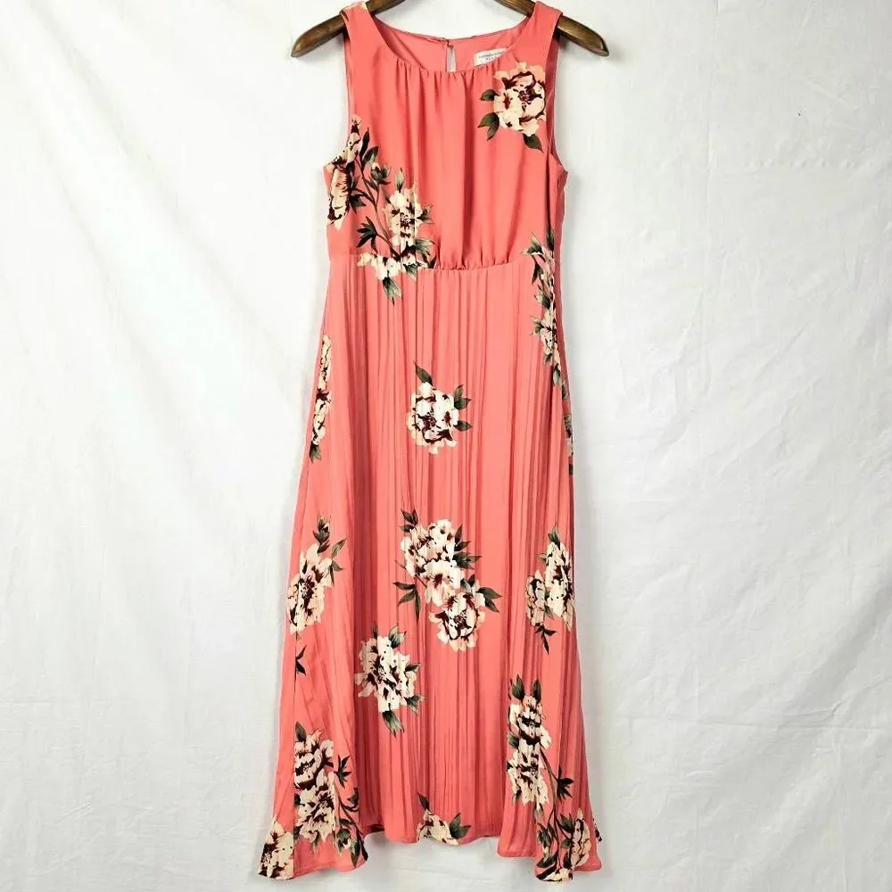 Christopher & Banks 6P Coral Floral Maxi Dress Petite - Picture 2 of 8